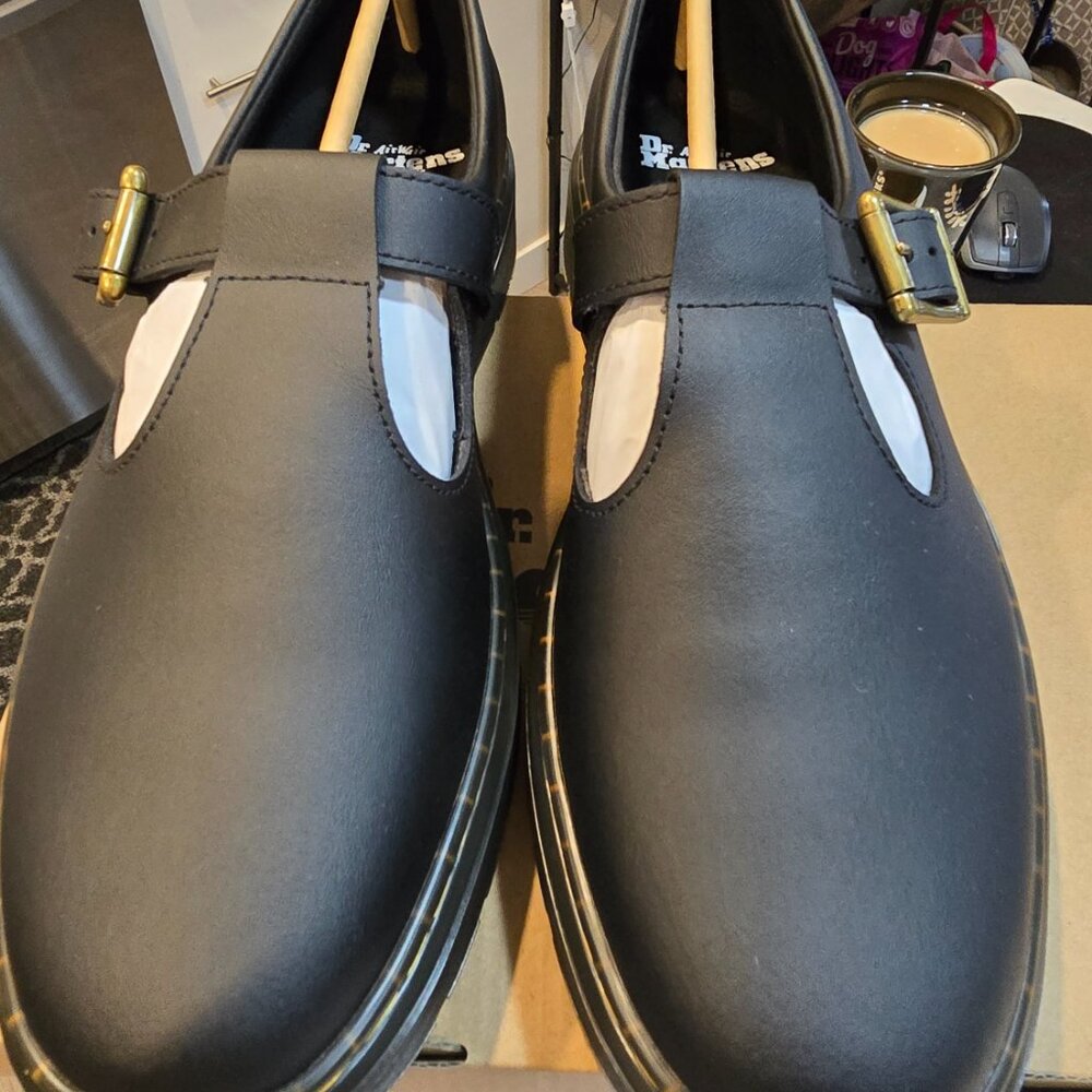 Dr. Martens Zavala Chunky Mary Jane Platform T-Bar Leather Shoes Men's 10 Black - Picture 4 of 10